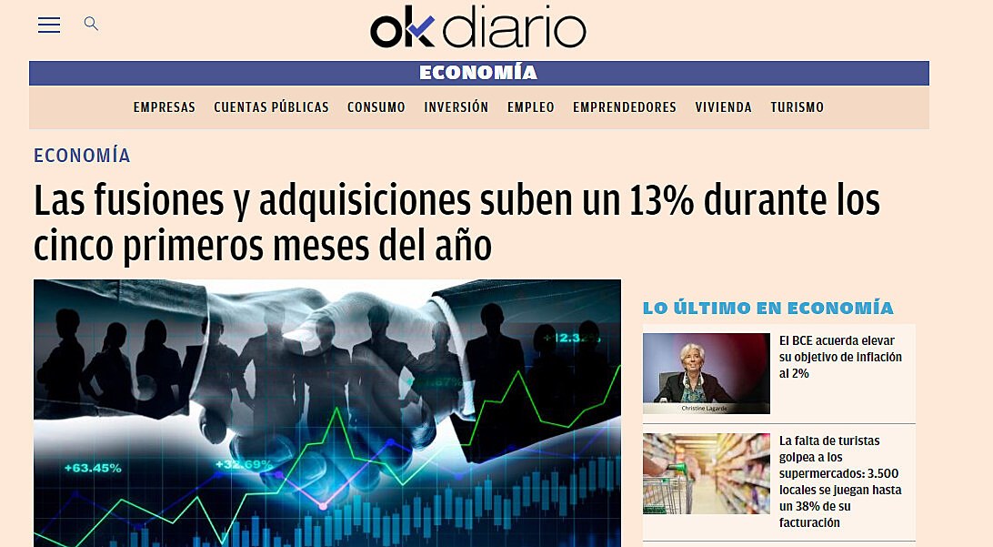 Las fusiones y adquisiciones suben un 13% durante los cinco primeros meses del ao